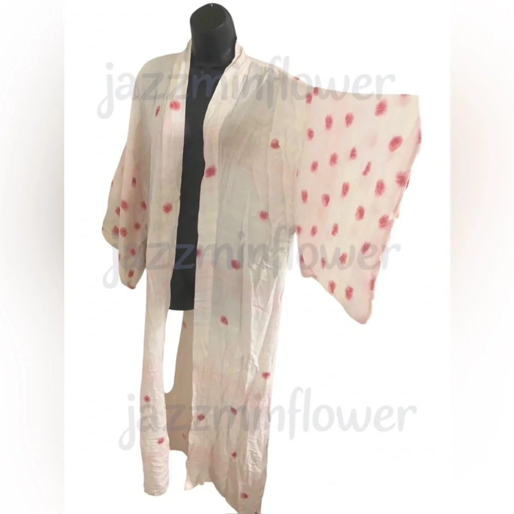 Free People Laurel Canyon white pink combo Kimono robe‎ one size brand new